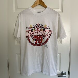Vtg 1998 Mark McGwire Home Run King 70 White T Shirt MLB St Louis Cardinals Sz L
